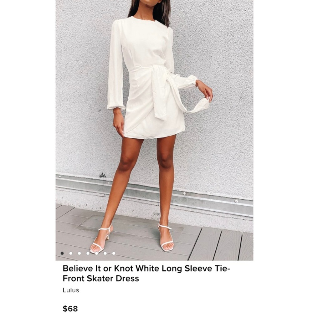 Long Sleeve White Mini Dress - rehearsal dinner, bachelorette, or graduation
